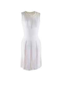 Sleeveless dress with lace detail - White