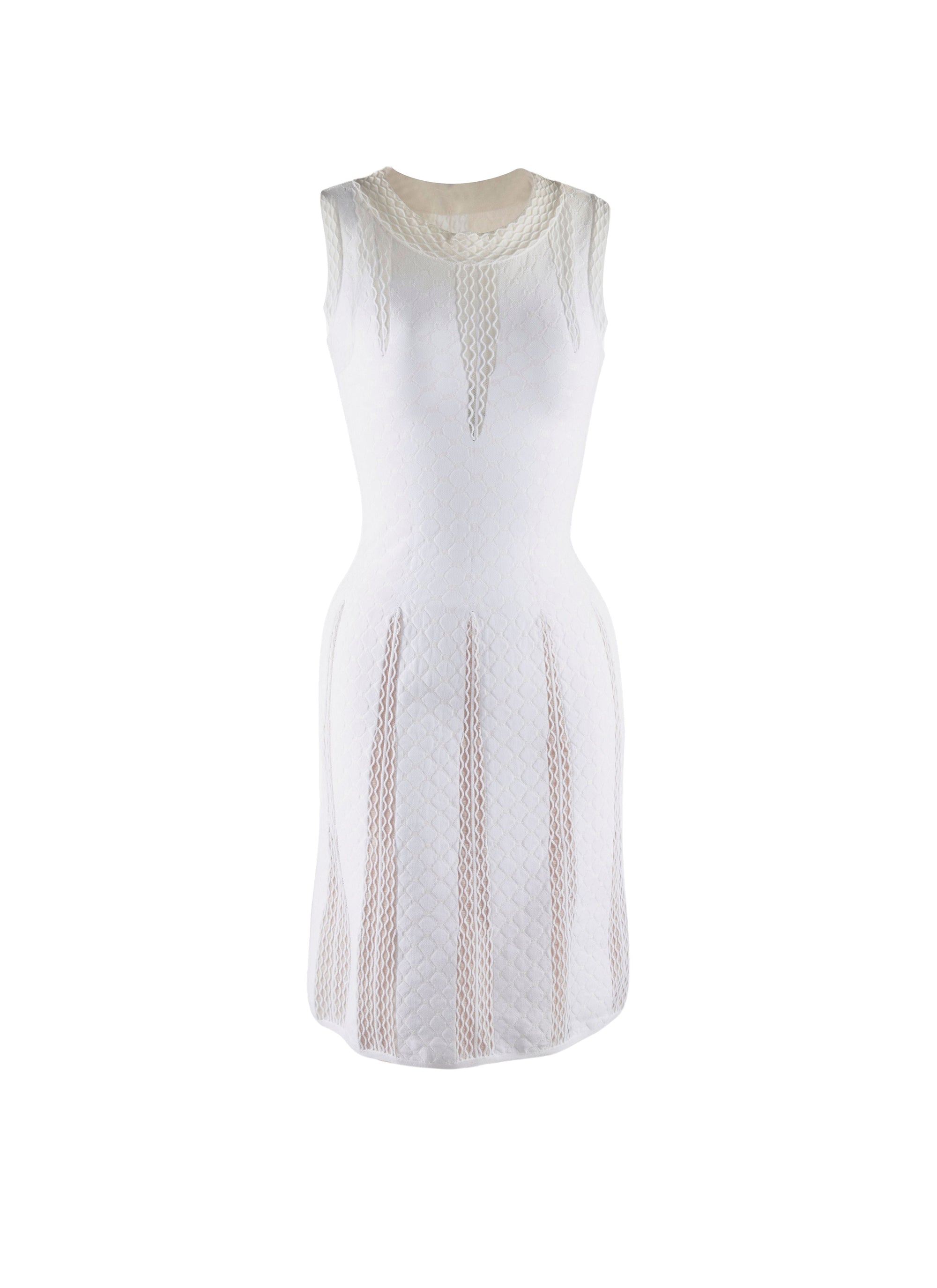 Sleeveless dress with lace detail - White