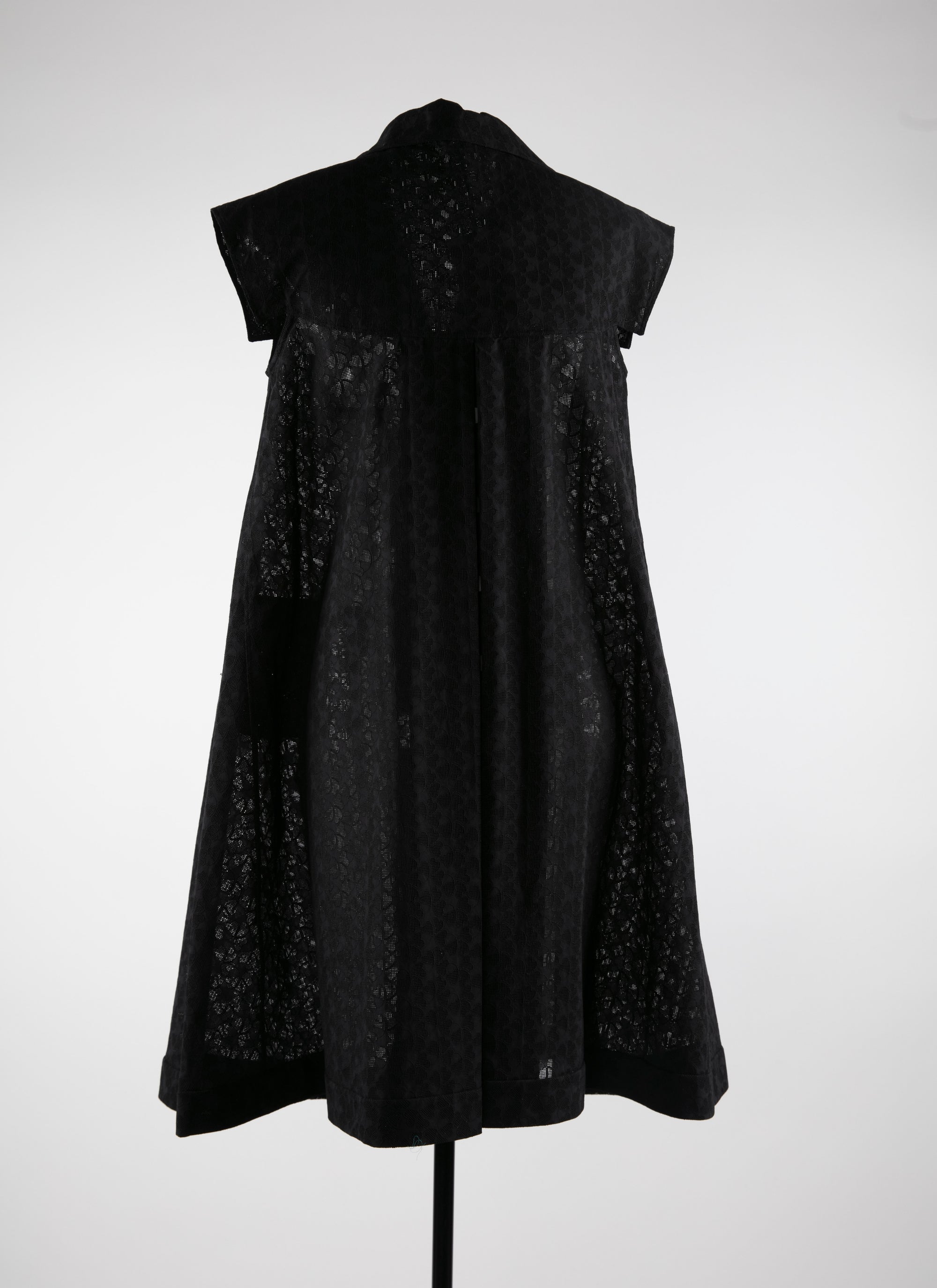 Robe chemise à manches courtes en dentelle - Noir