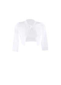 Cardigan court boutonné à manches longues en maille - Blanc
