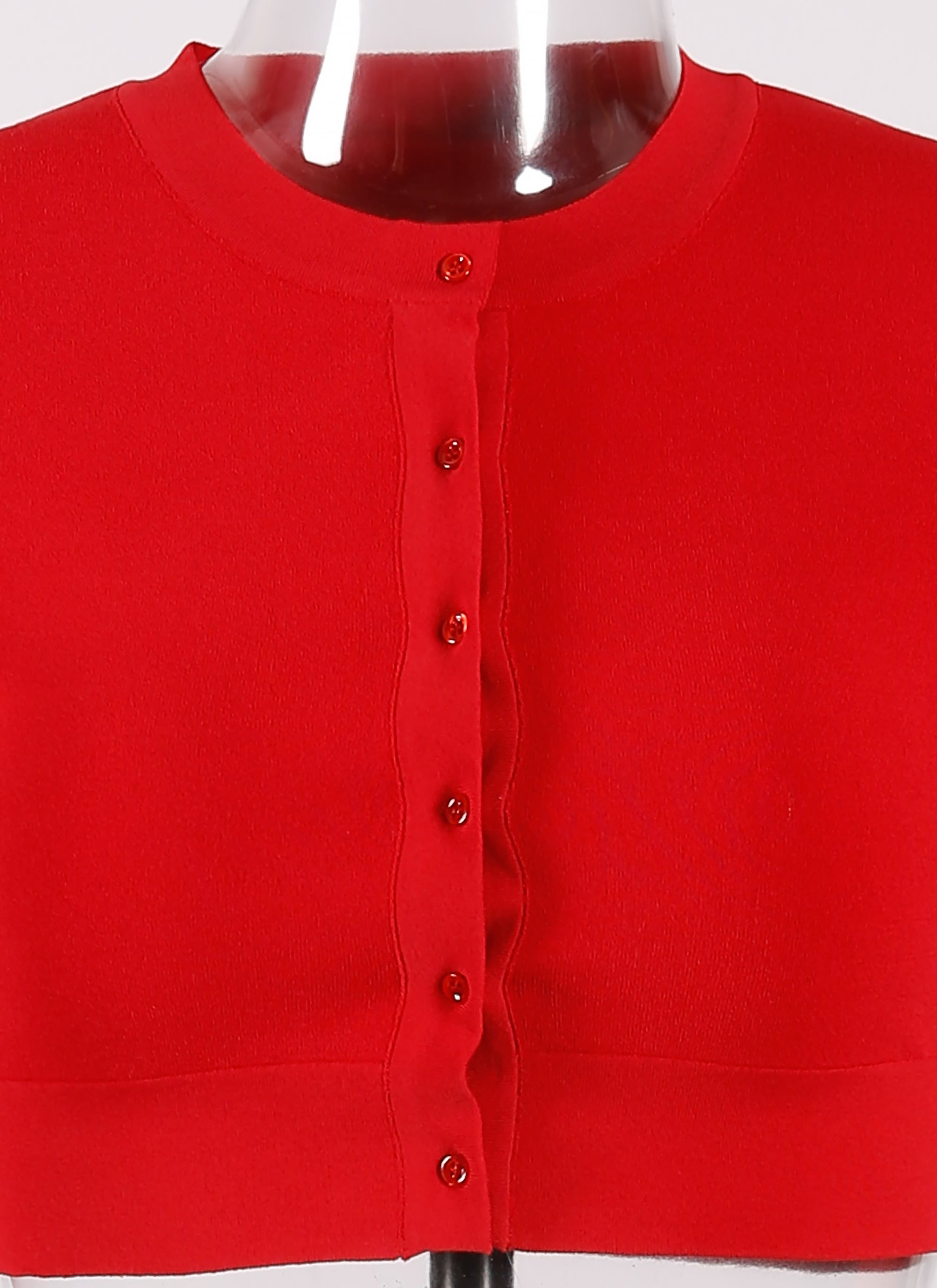 Cardigan court boutonné à manches longues en maille - Rouge