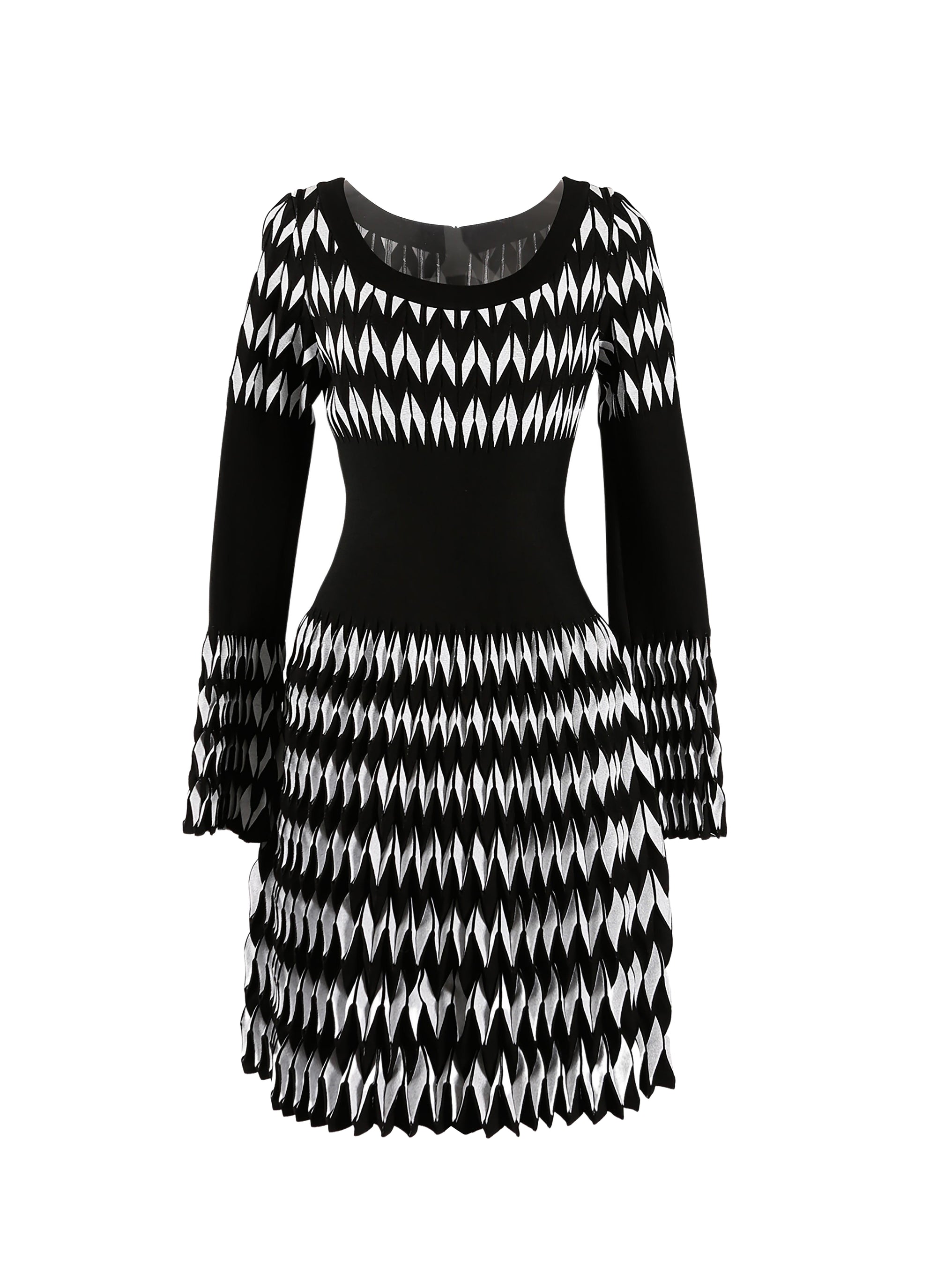 Robe à manches longues Belize en maille - Noir & Blanc