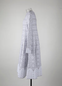 Galatea knitted long-sleeved dress - White & Grey
