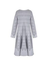 Galatea knitted long-sleeved dress - White & Grey
