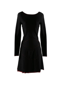 Pencil dress with tulle inserts and flared bottom - Black & Garnet