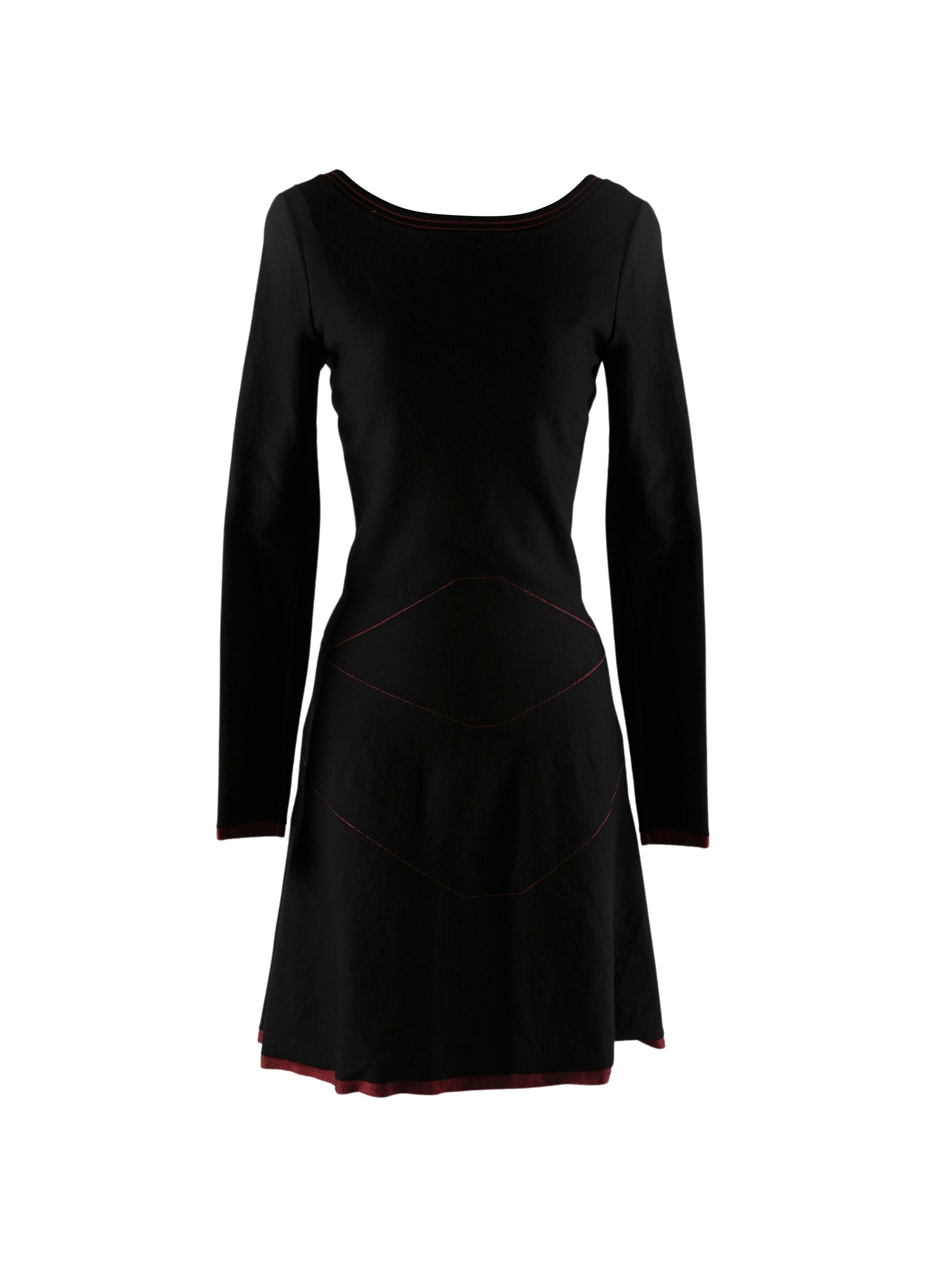 Pencil dress with tulle inserts and flared bottom - Black & Garnet