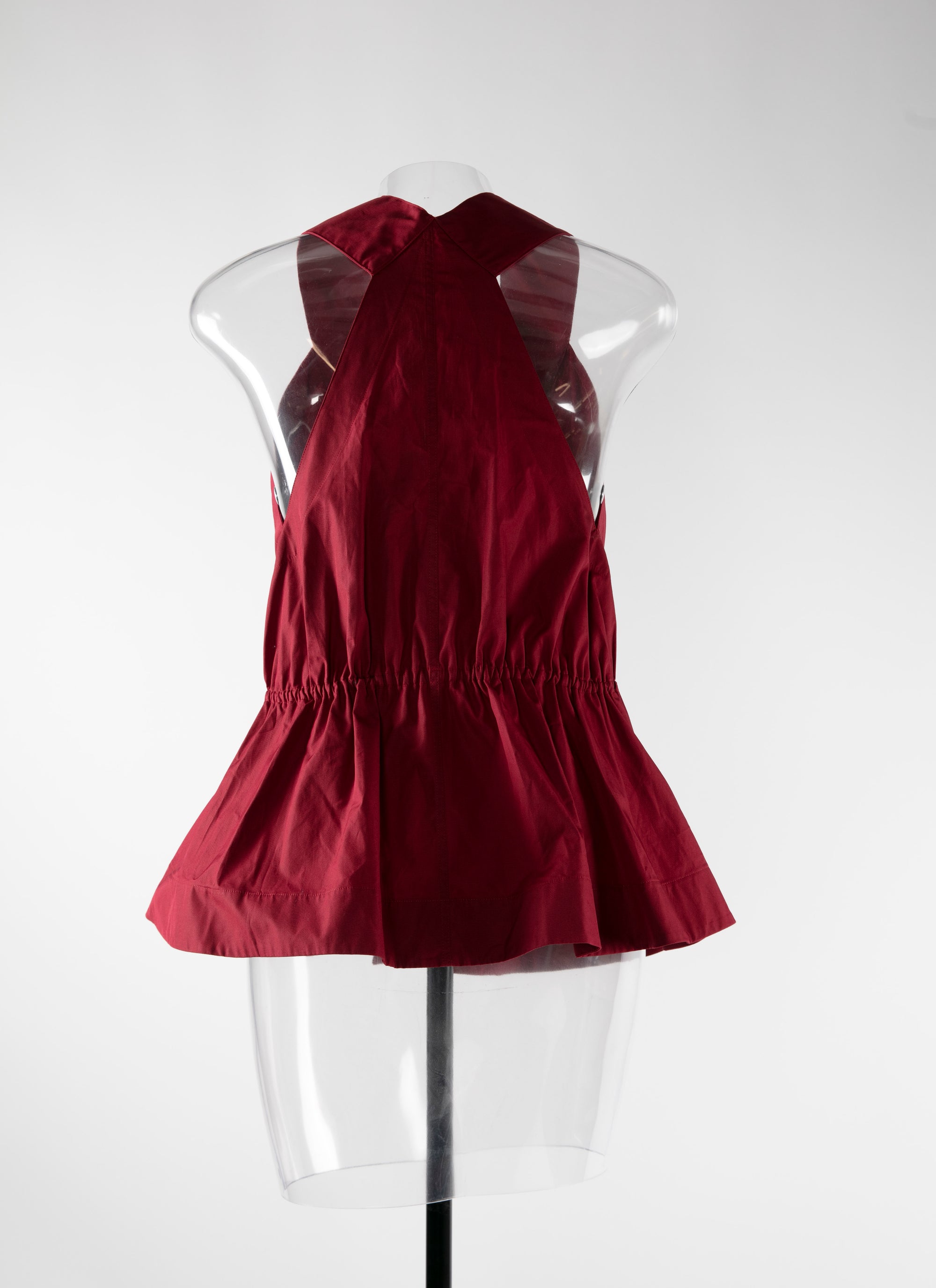 Chemise basque nouée sans manches à col plongeant - Pourpre
