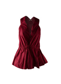 Chemise basque nouée sans manches à col plongeant - Pourpre