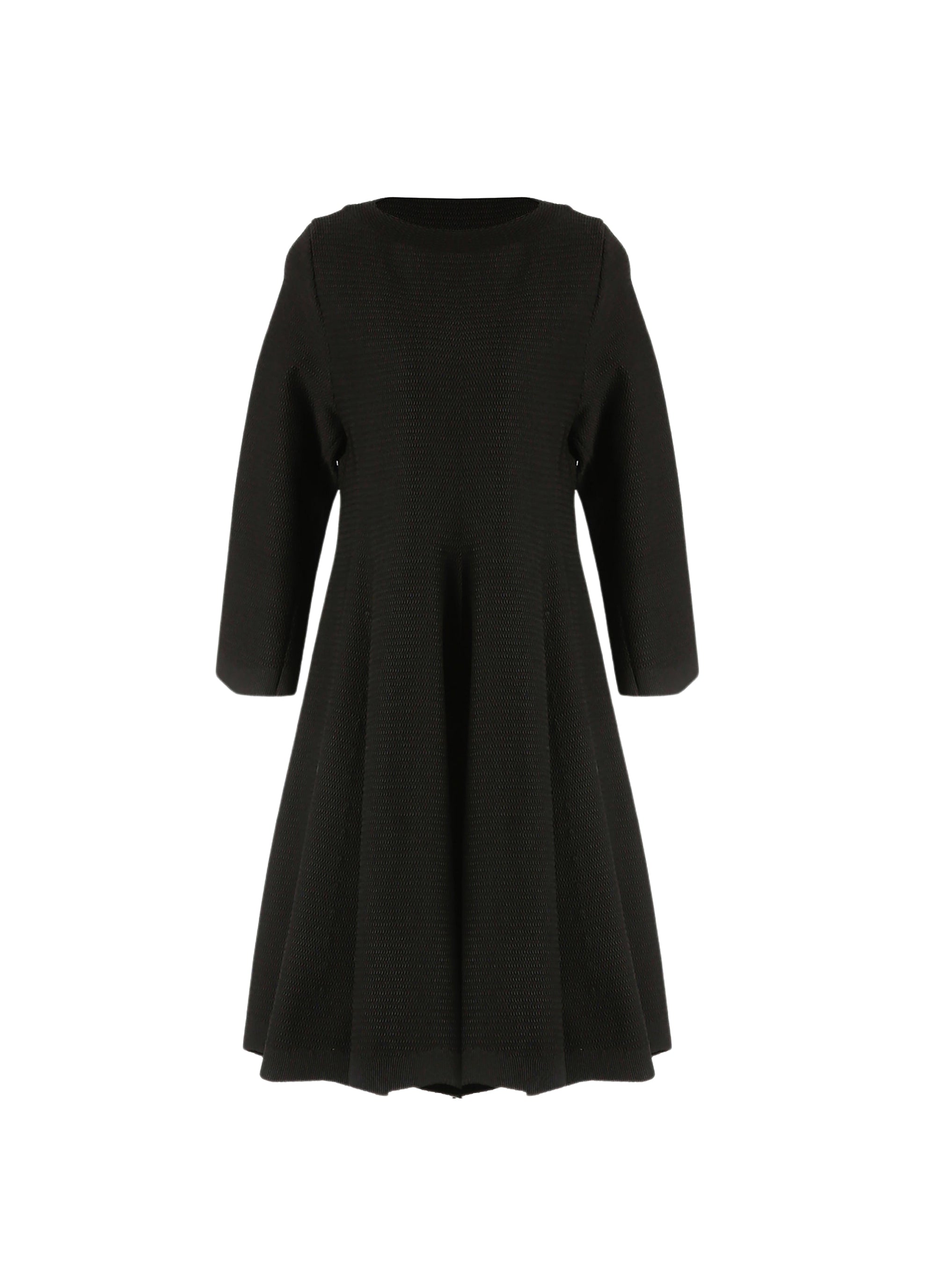 Long-sleeved quilted baby-doll dress - Black intense