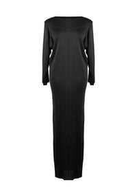 Dress with long crepe sleeves - Black intense