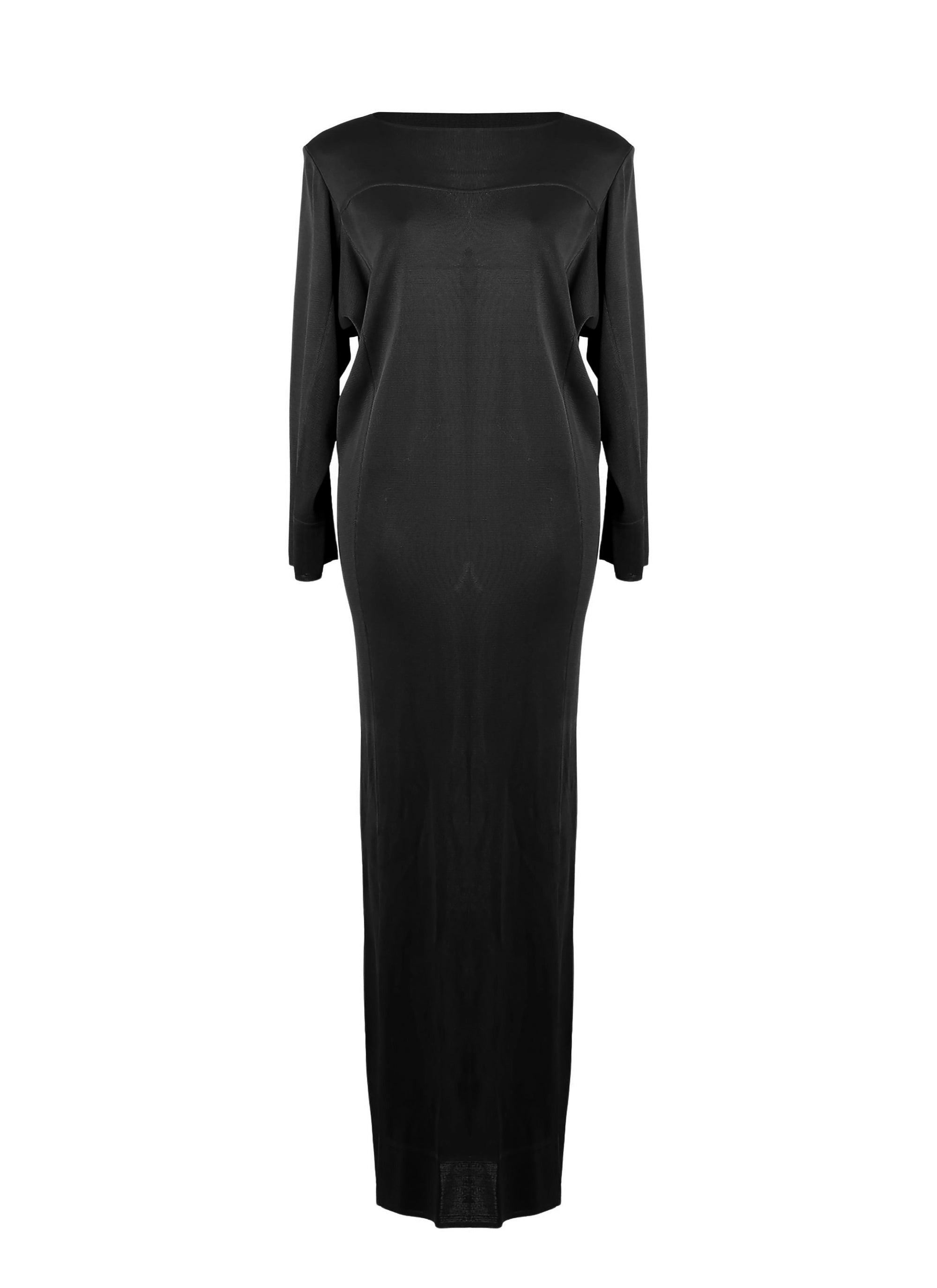 Dress with long crepe sleeves - Black intense