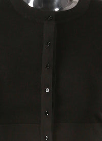 Long-sleeved knitted button-down cardigan - Charcoal Black