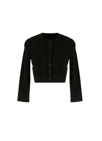 Long-sleeved knitted button-down cardigan - Charcoal Black