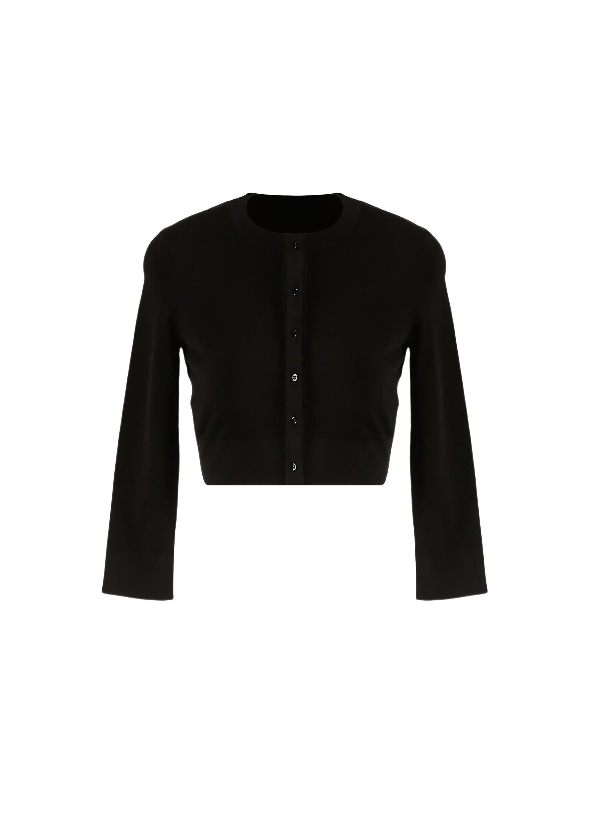 Long-sleeved knitted button-down cardigan - Charcoal Black
