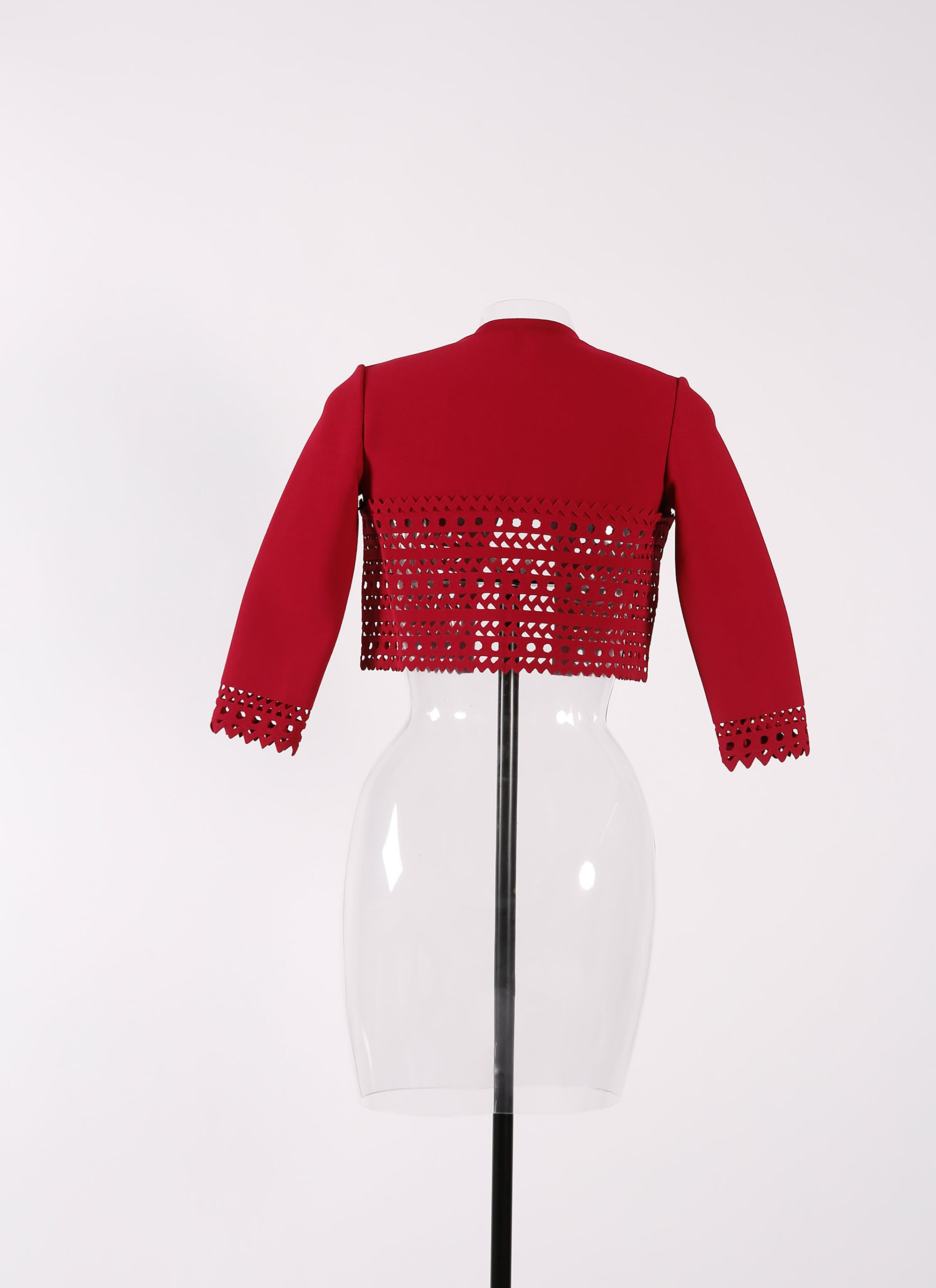 3/4-sleeve openwork knitted cardigan - Purple