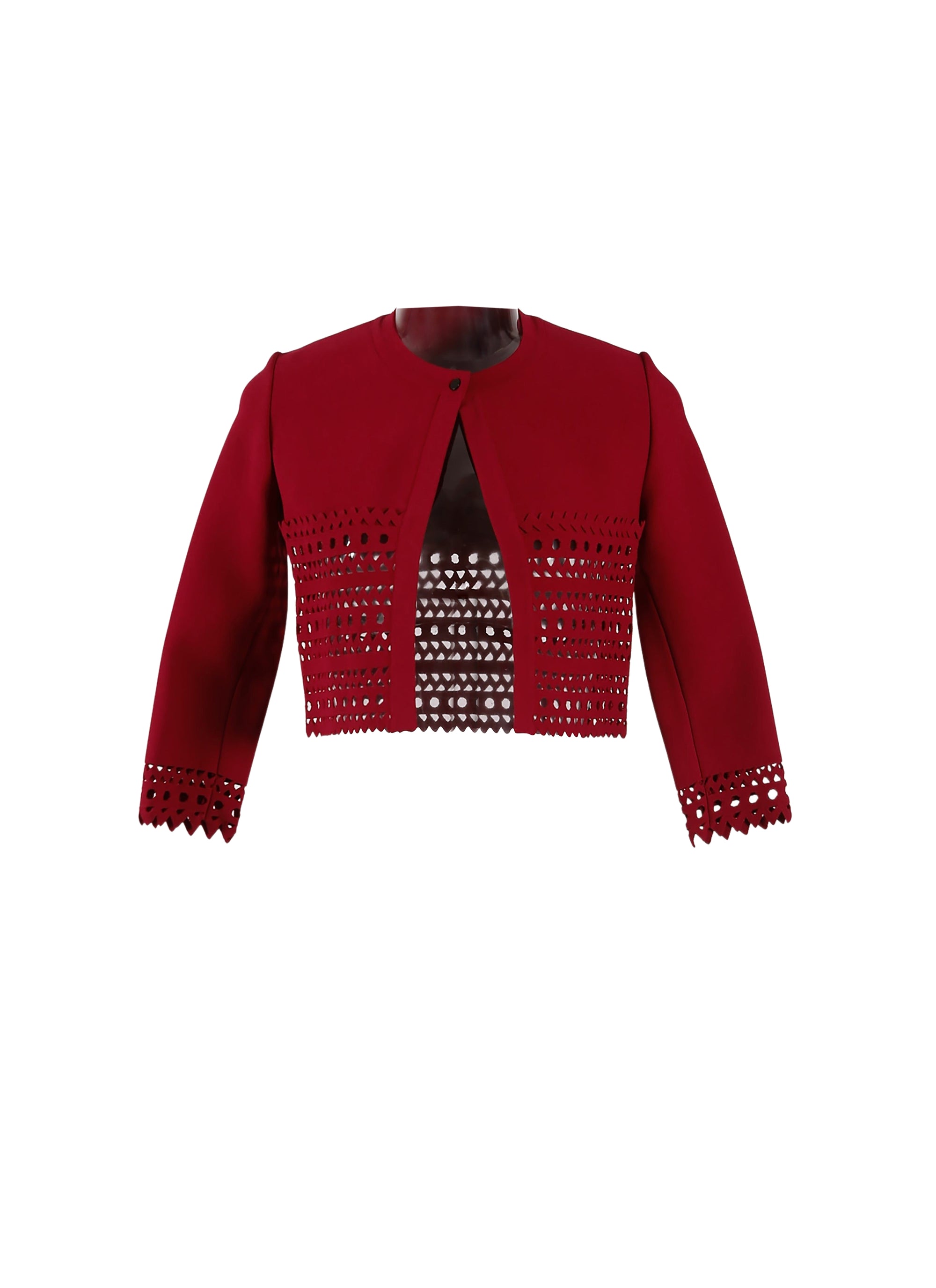 Cardigan à manches 3/4 ajouré en maille - Pourpre