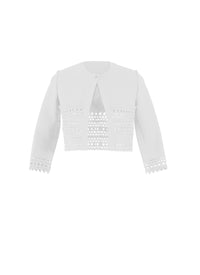 3/4-sleeve openwork knitted cardigan - White