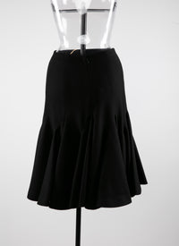 Mid-length flared wool skirt - Black intense