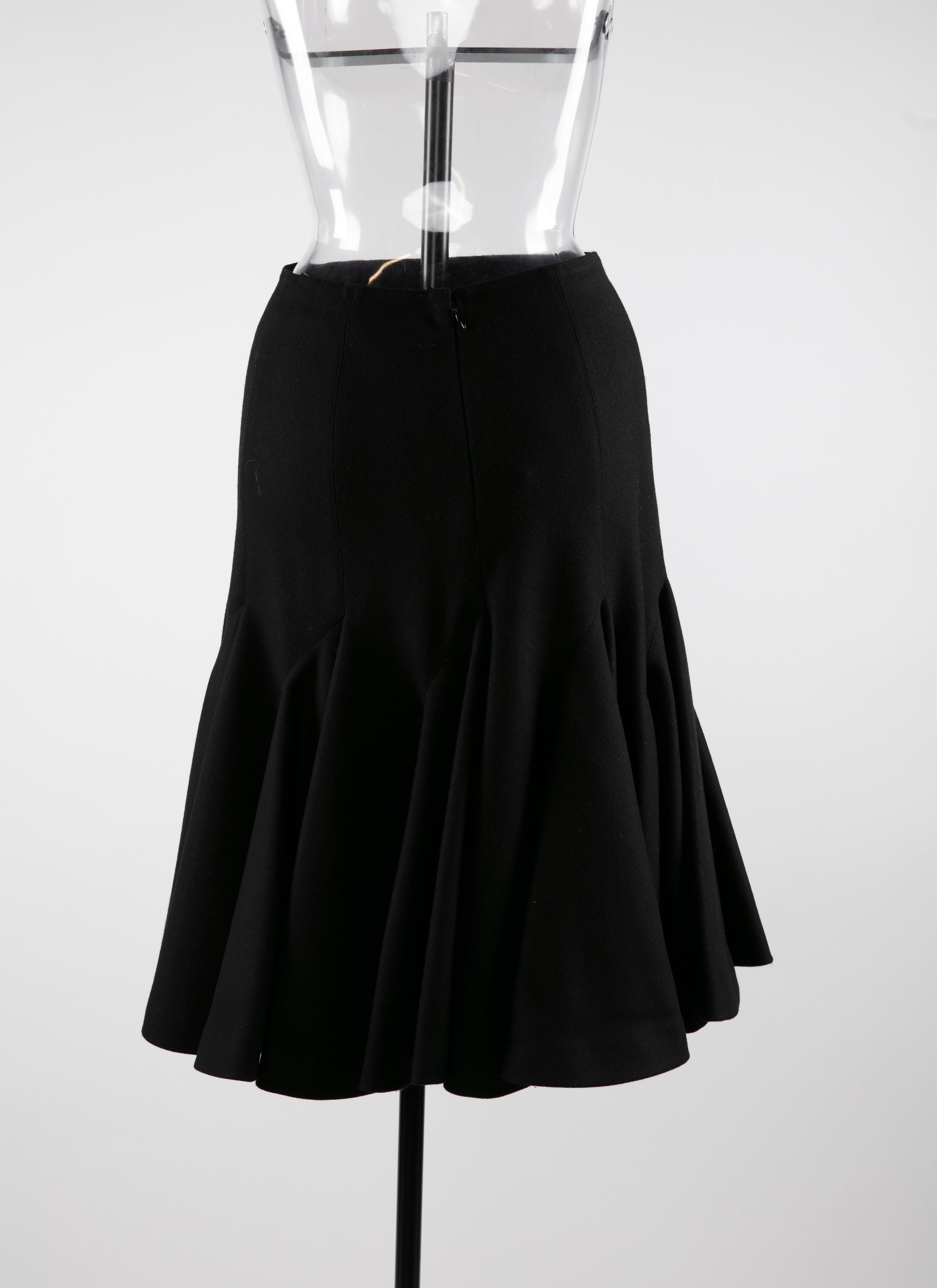 Mid-length flared wool skirt - Black intense