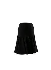 Mid-length flared wool skirt - Black intense