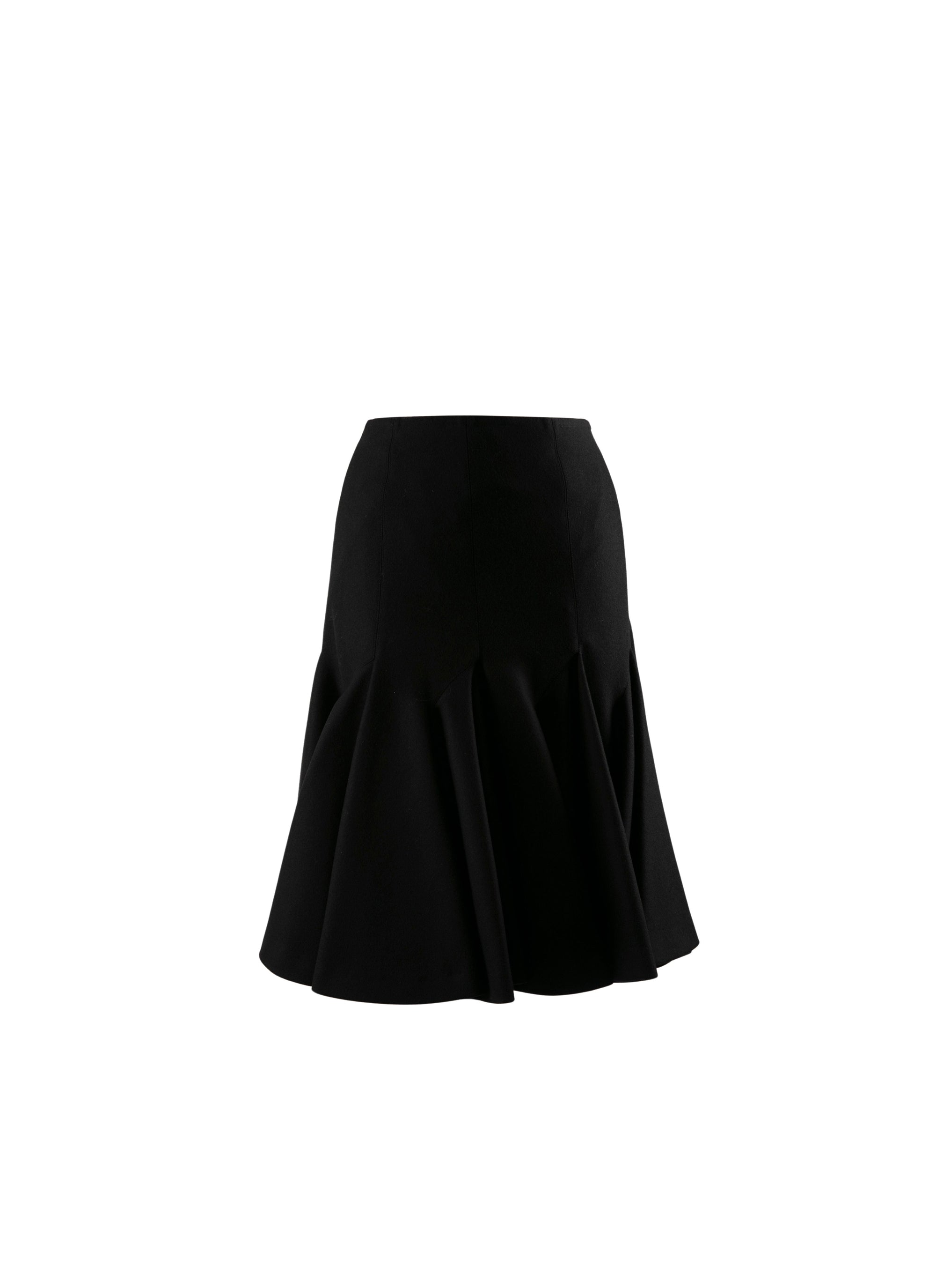 Mid-length flared wool skirt - Black intense