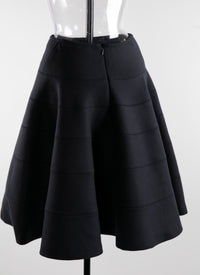 Mid-length skater skirt in wool - Dark Navy