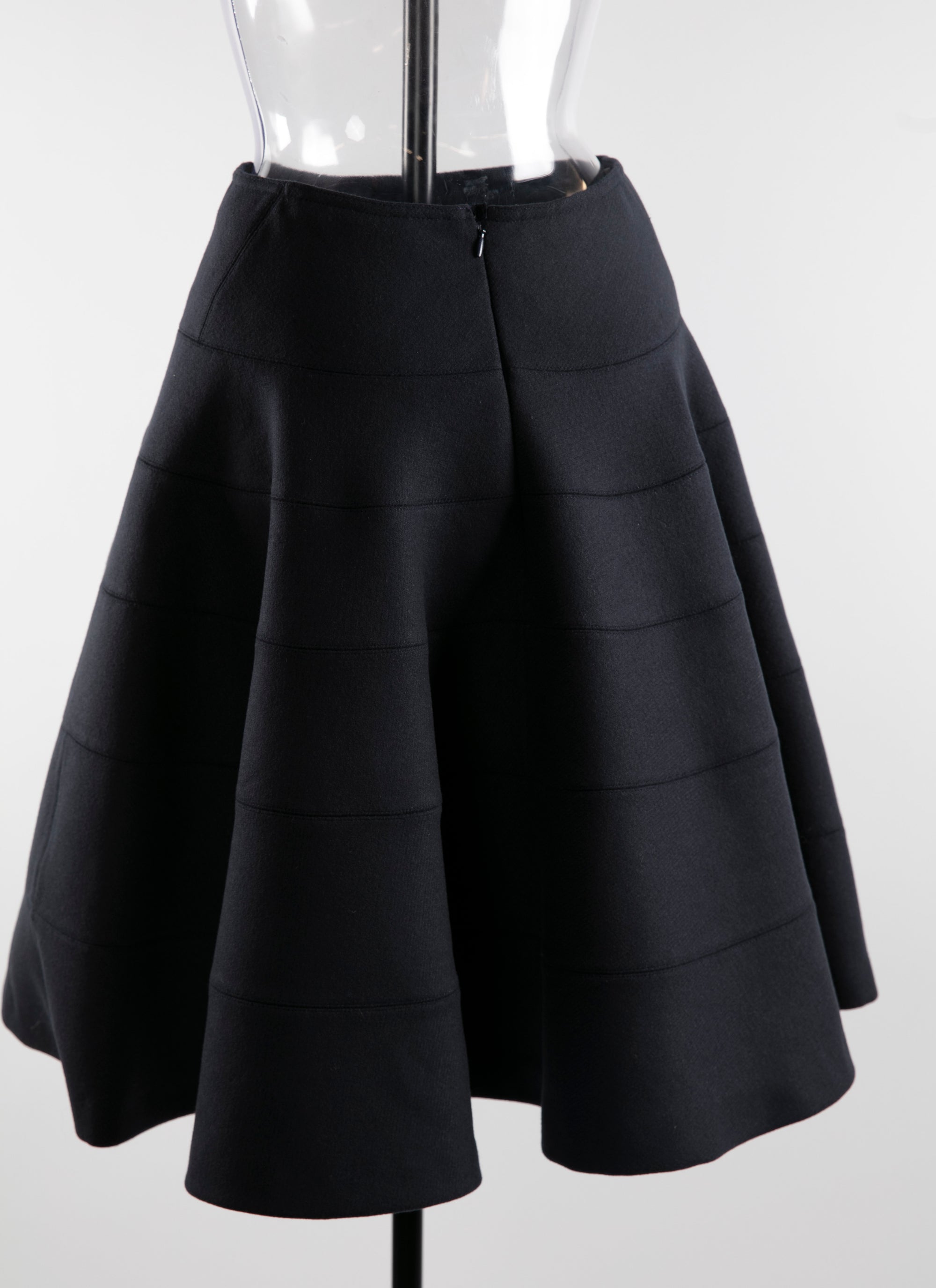 Mid-length skater skirt in wool - Dark Navy