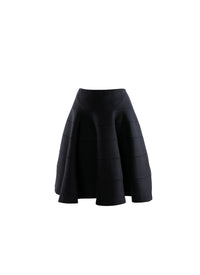 Mid-length skater skirt in wool - Dark Navy