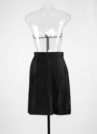 Short leather skirt with couture detail - Charcoal Black