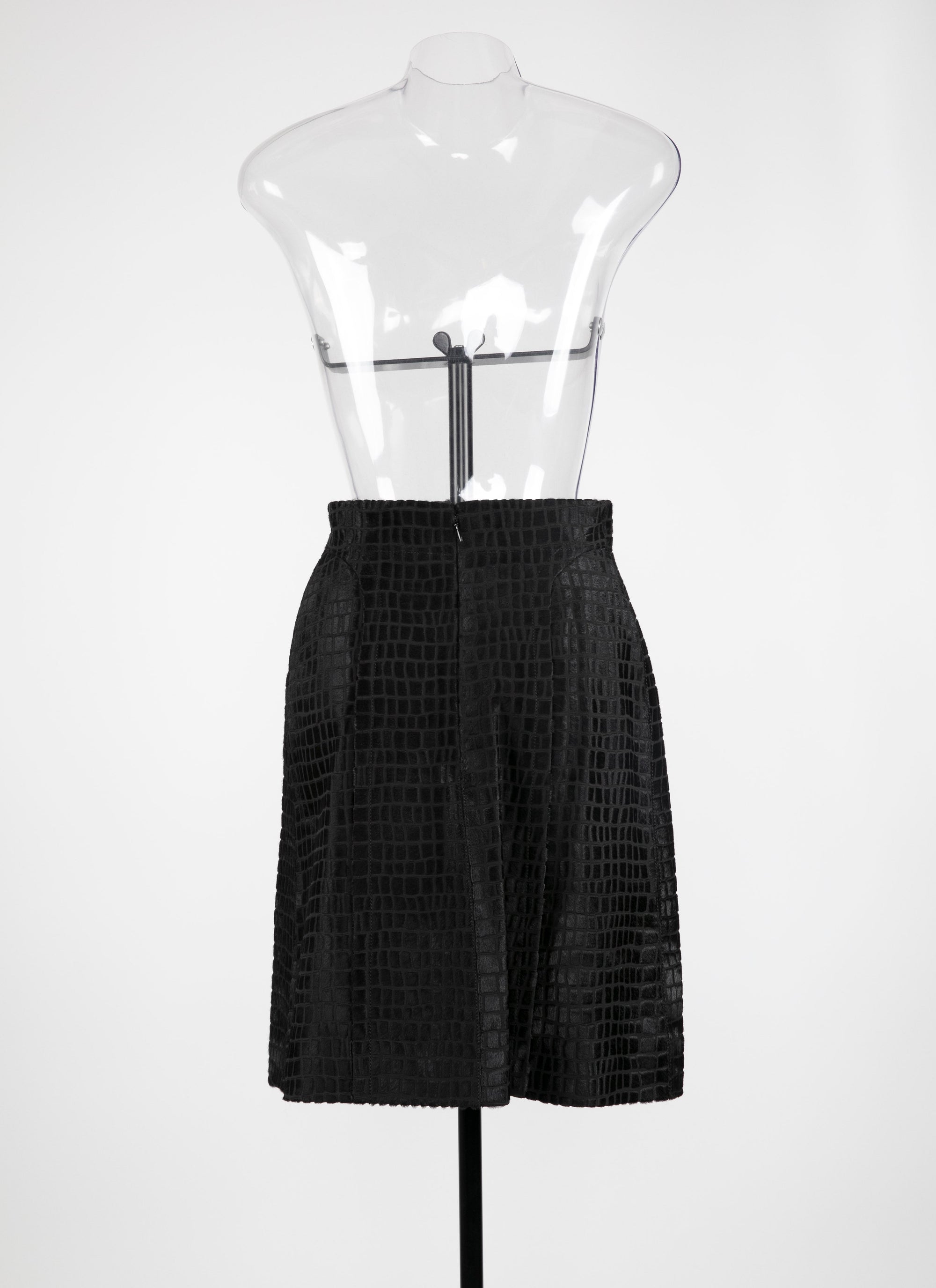 Short leather skirt with couture detail - Charcoal Black