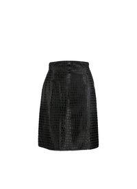 Short leather skirt with couture detail - Charcoal Black