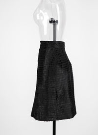 Short leather skirt with couture detail - Charcoal Black