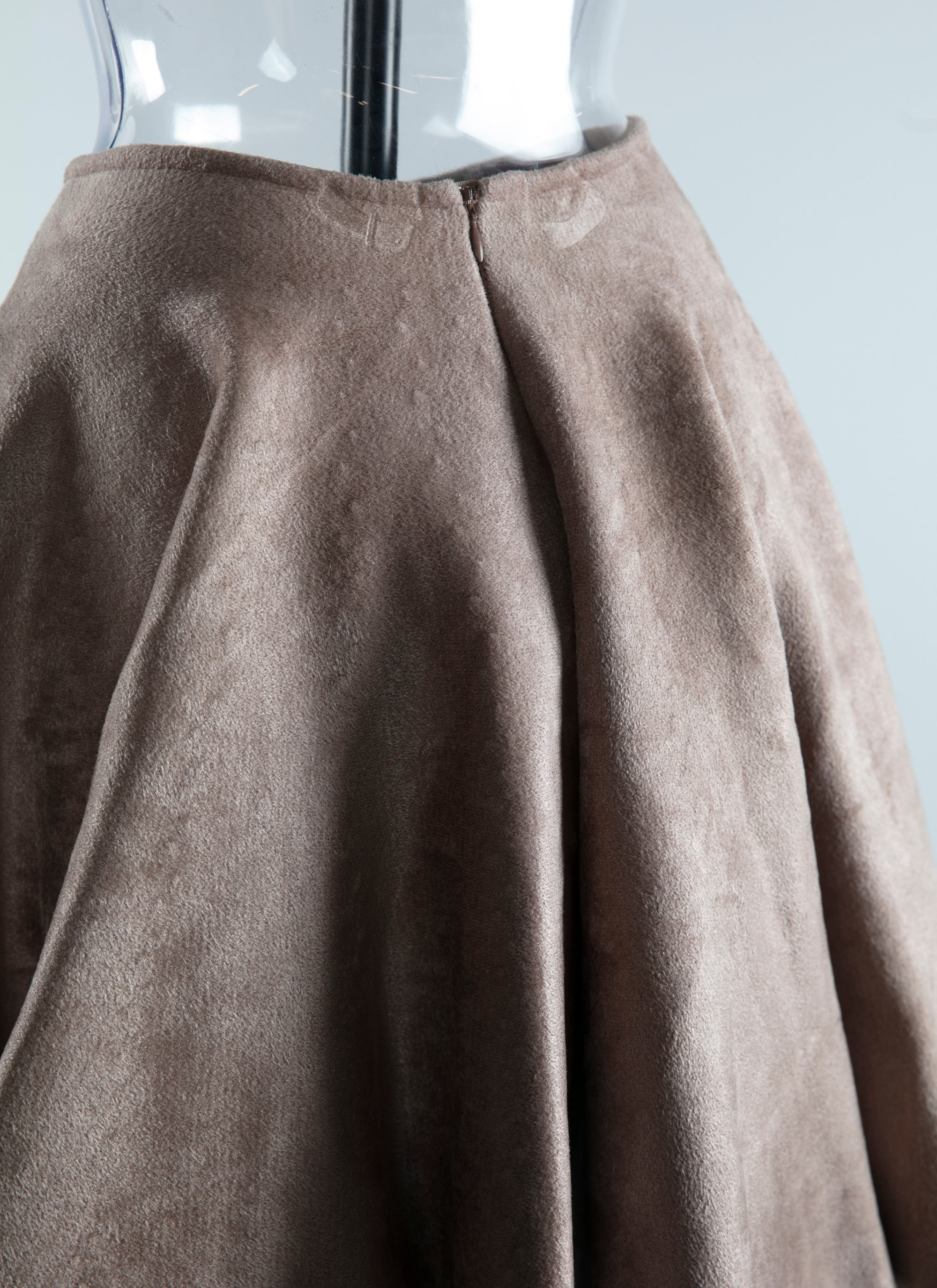 Plain velvet mini skater skirt - Flesh