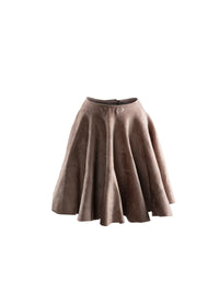 Plain velvet mini skater skirt - Flesh
