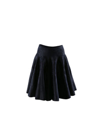 Plain velvet mini skater skirt - Night