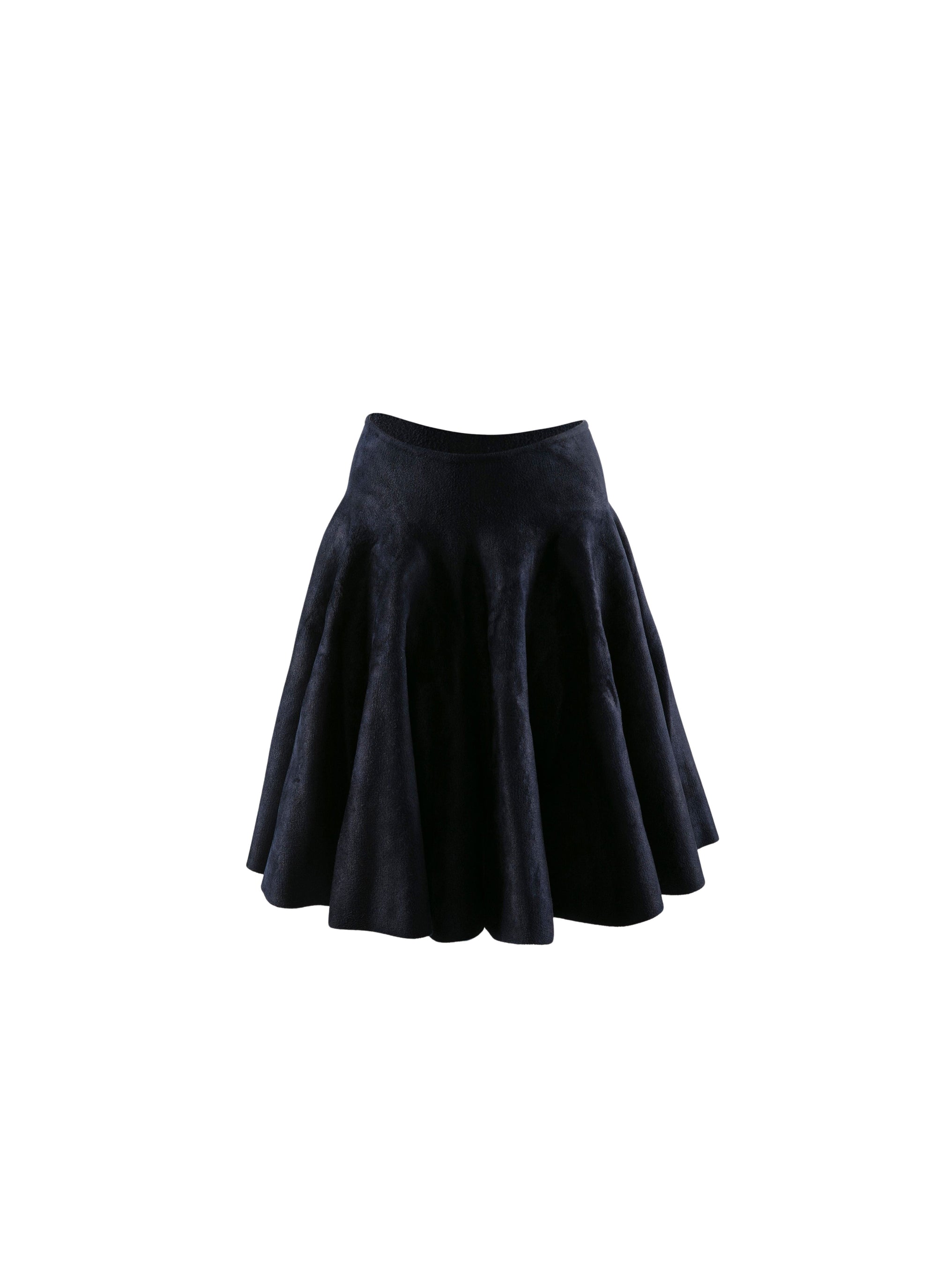 Plain velvet mini skater skirt - Night