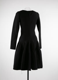 Long-sleeved wool skater dress - Black intense
