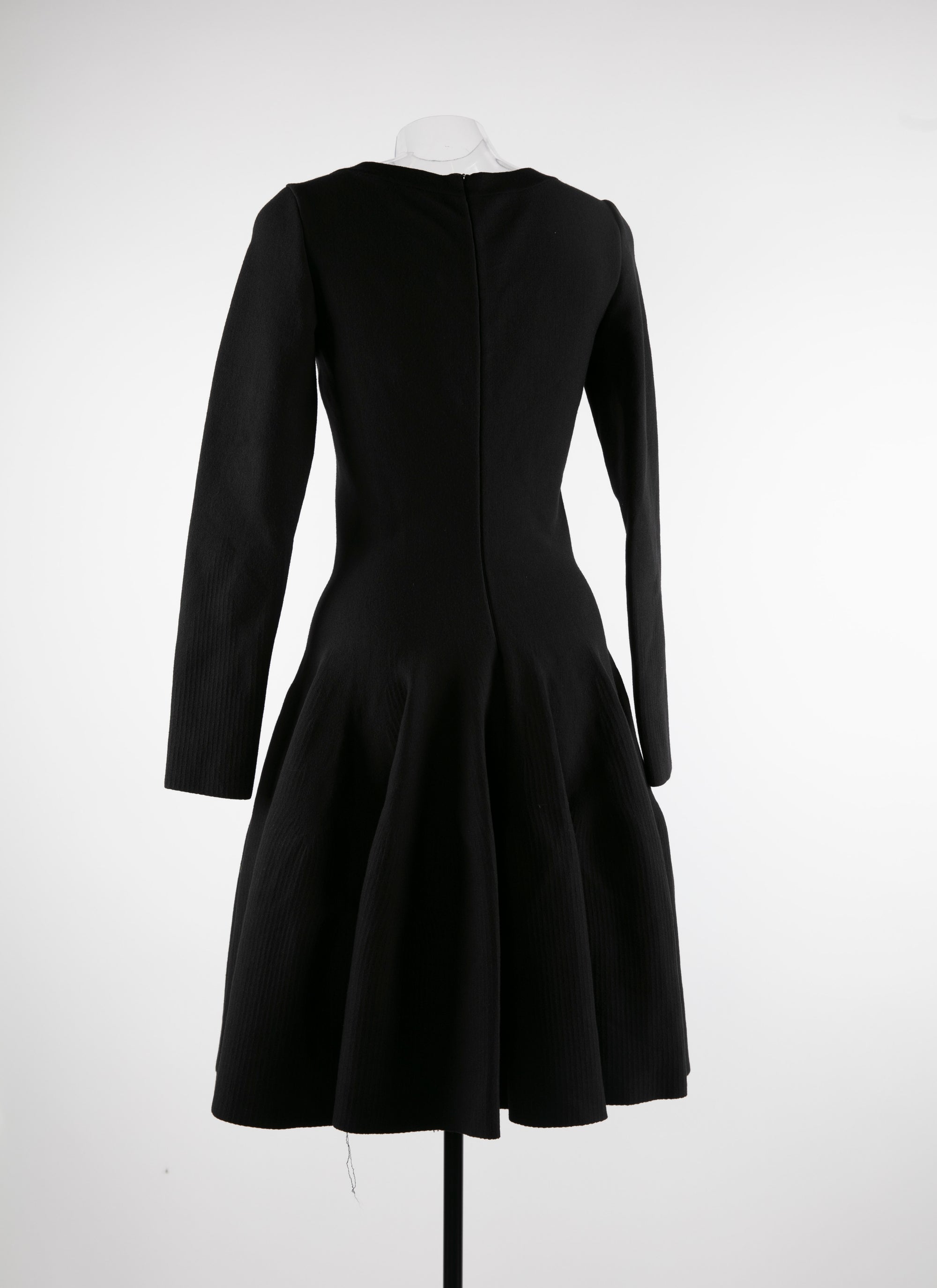 Long-sleeved wool skater dress - Black intense