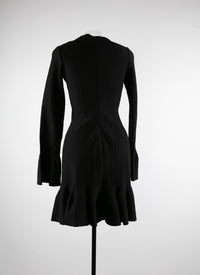 Long-sleeved wool dress - Black intense