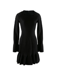 Long-sleeved wool dress - Black intense