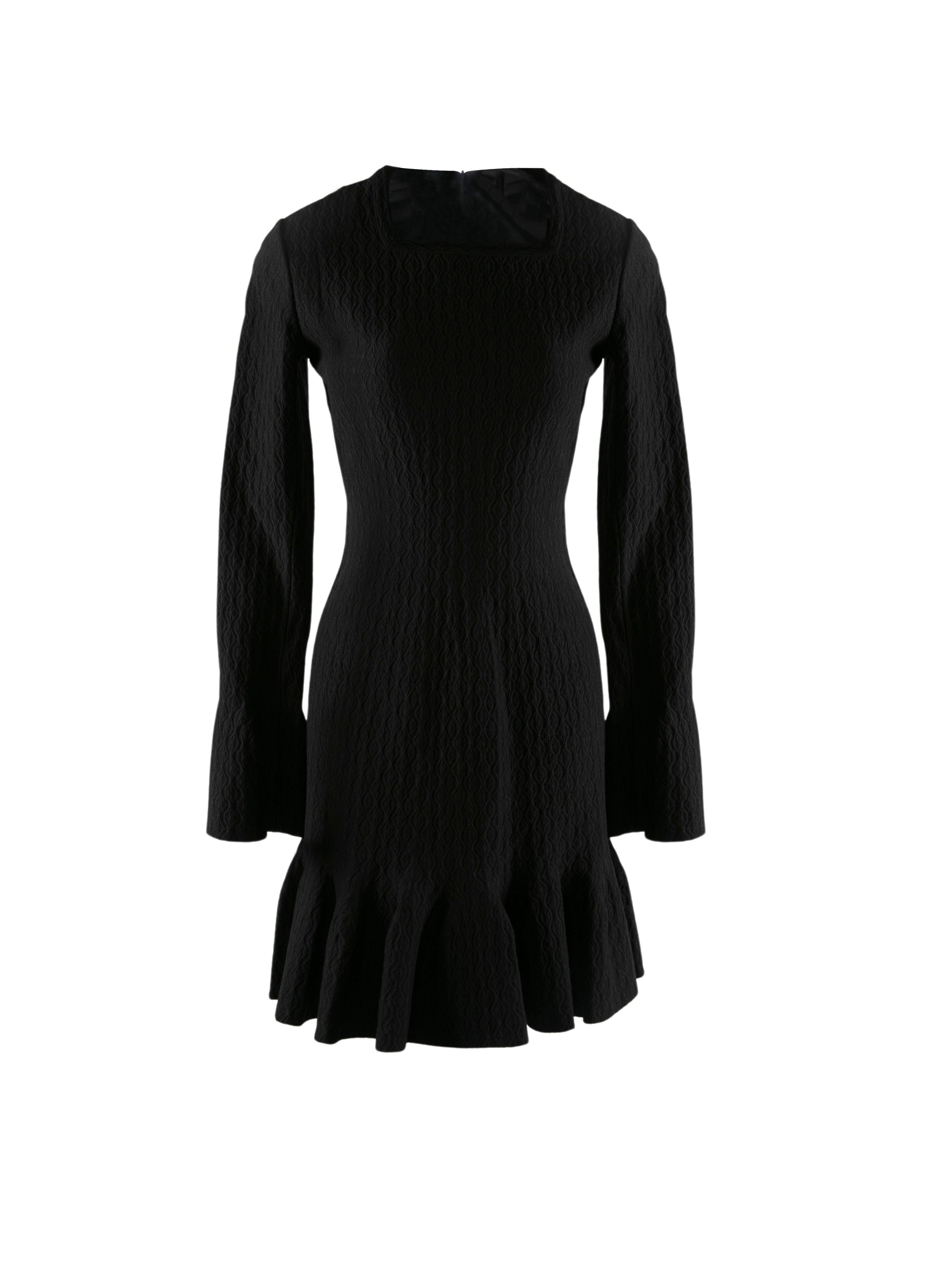 Long-sleeved wool dress - Black intense