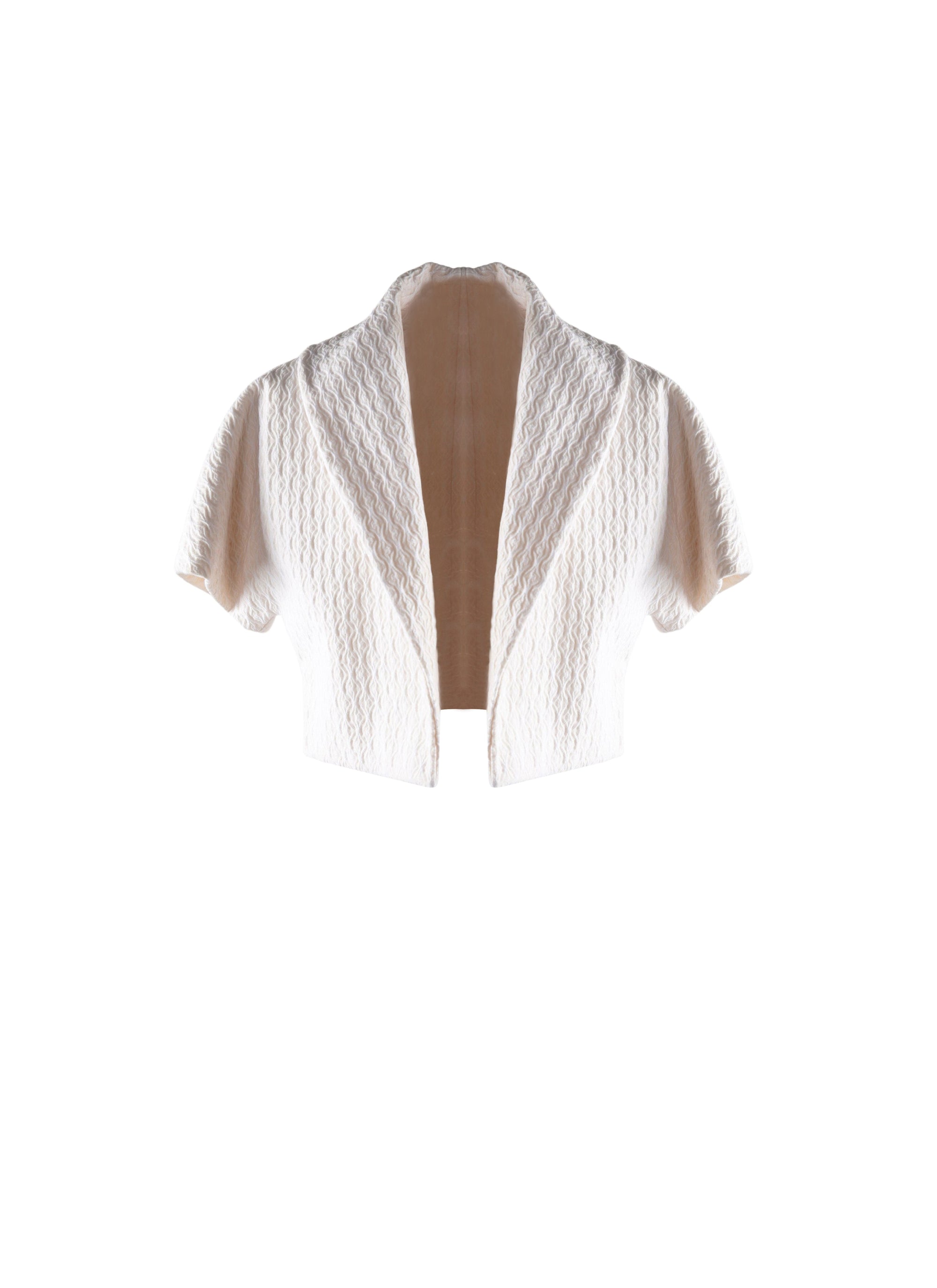 Wool Segovie short-sleeved bolero - White