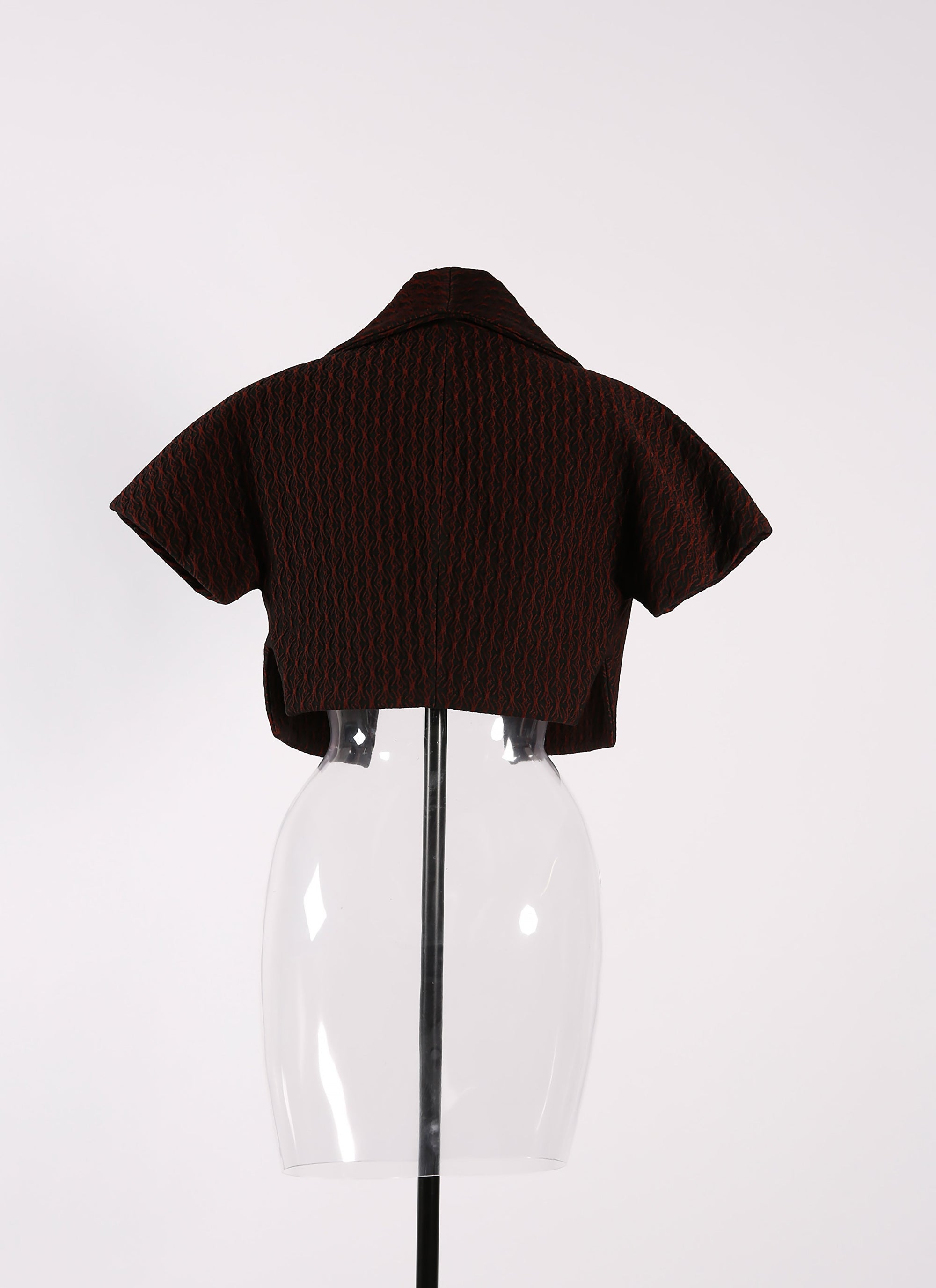 Wool Segovie short-sleeved bolero - Black & Cherry