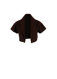 Wool Segovie short-sleeved bolero - Black & Cherry