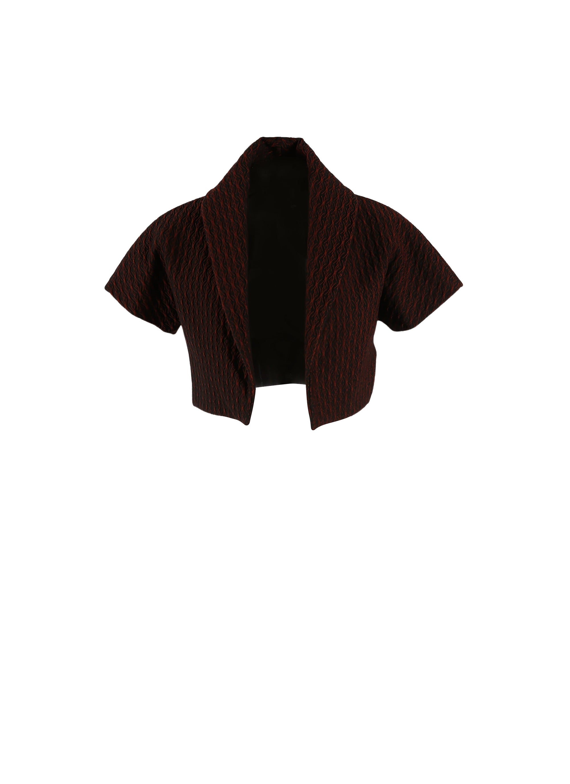 Wool Segovie short-sleeved bolero - Black & Cherry