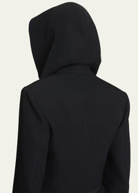 Veste à col profond et capuche en laine mélangée - Noir Alaïa