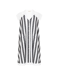 Robe à manches courtes "Art Déco" - Blanc & Noir