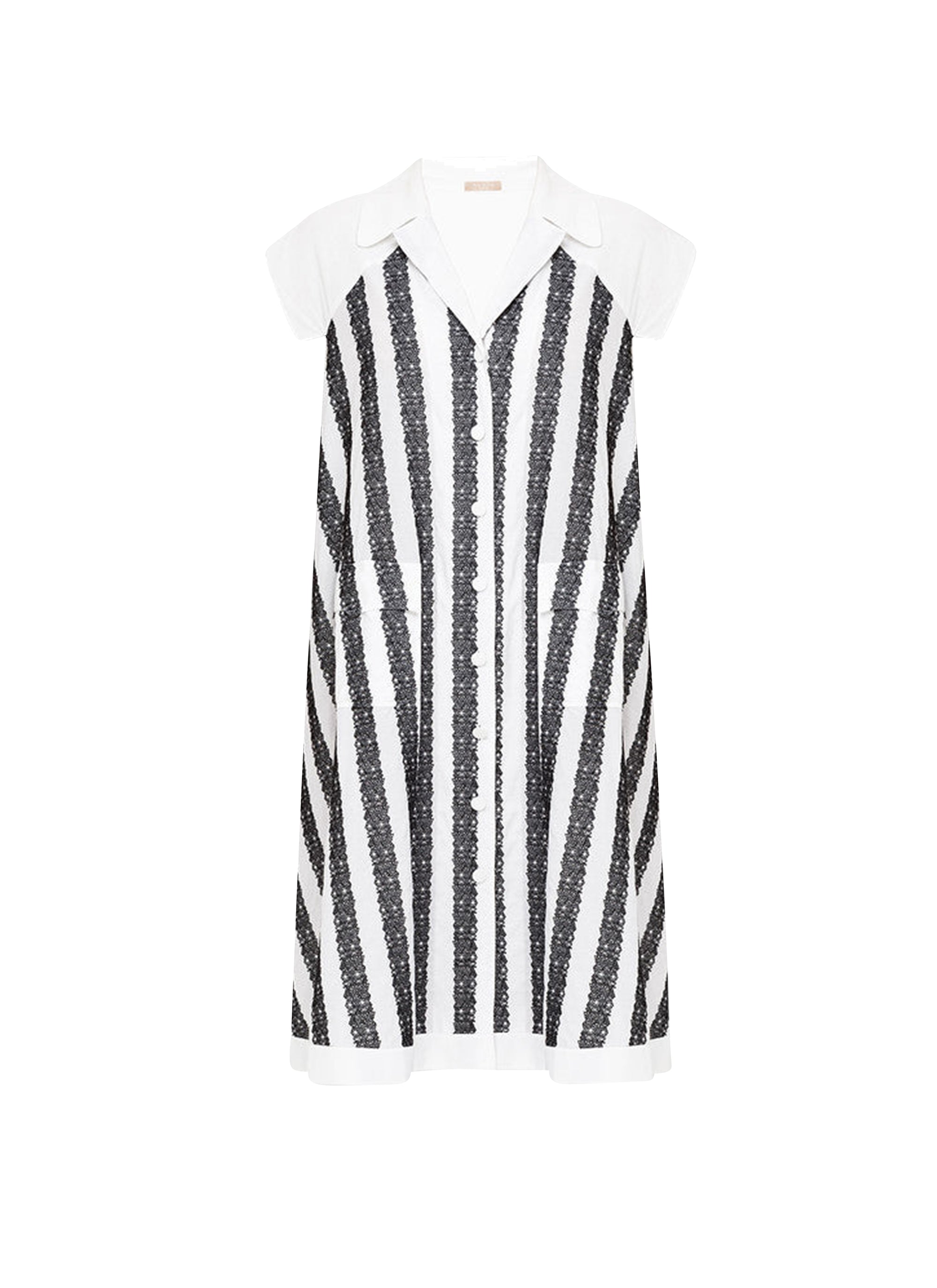 Robe à manches courtes "Art Déco" - Blanc & Noir