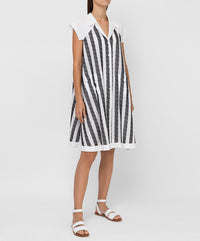 Robe à manches courtes "Art Déco" - Blanc & Noir