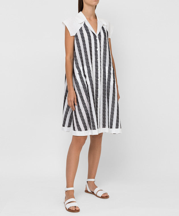 Robe à manches courtes "Art Déco" - Blanc & Noir